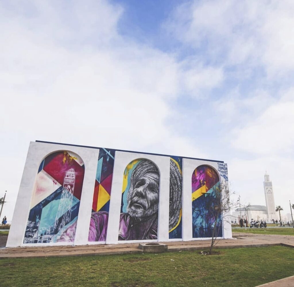 Grande fresque murale Amin Brush — graffiti Maroc